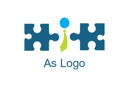 puzzle pieces with man wearing tie logo