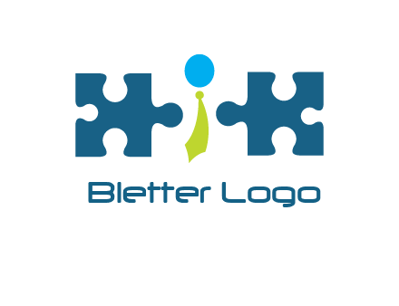 puzzle pieces with man wearing tie logo
