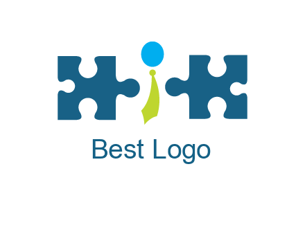 puzzle pieces with man wearing tie logo