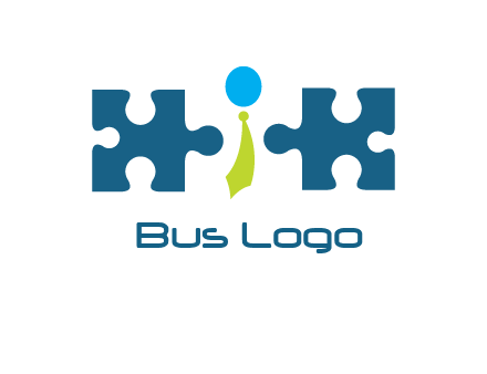 puzzle pieces with man wearing tie logo