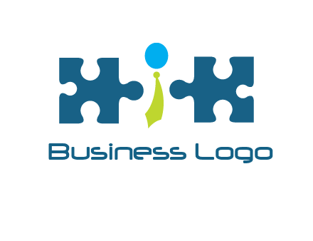 puzzle pieces with man wearing tie logo