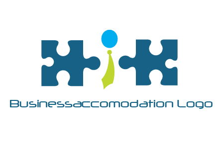 puzzle pieces with man wearing tie logo