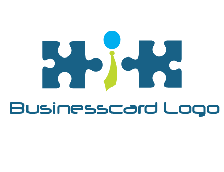 puzzle pieces with man wearing tie logo