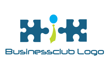 puzzle pieces with man wearing tie logo