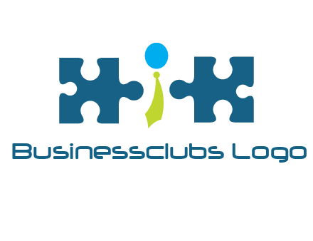 puzzle pieces with man wearing tie logo