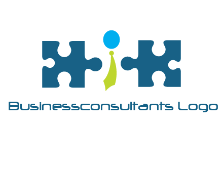 puzzle pieces with man wearing tie logo