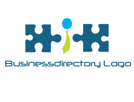 puzzle pieces with man wearing tie logo