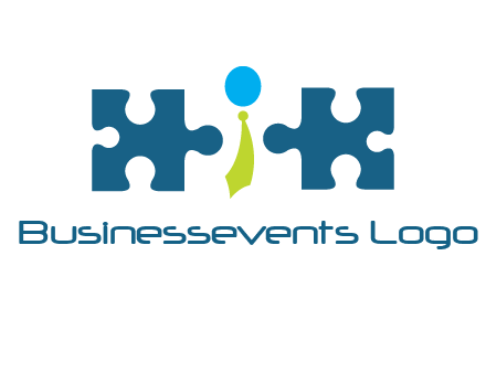 puzzle pieces with man wearing tie logo