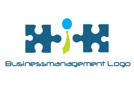 puzzle pieces with man wearing tie logo