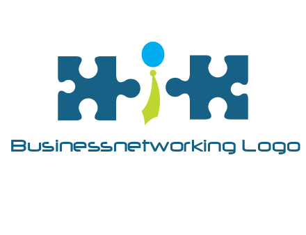 puzzle pieces with man wearing tie logo