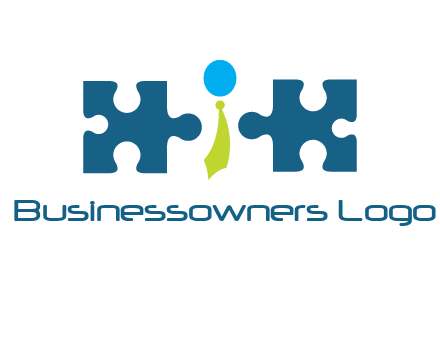 puzzle pieces with man wearing tie logo