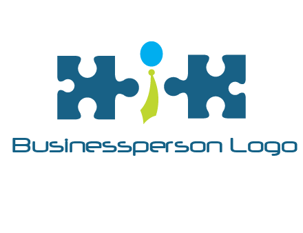 puzzle pieces with man wearing tie logo