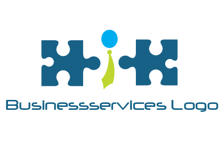 puzzle pieces with man wearing tie logo