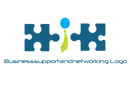 puzzle pieces with man wearing tie logo