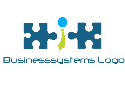 puzzle pieces with man wearing tie logo