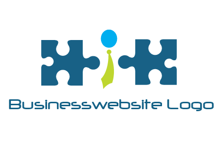 puzzle pieces with man wearing tie logo