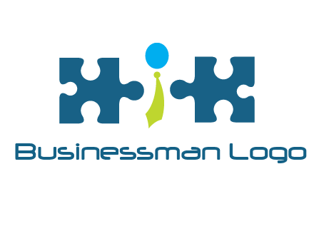 puzzle pieces with man wearing tie logo