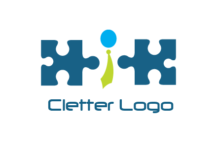 puzzle pieces with man wearing tie logo