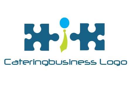 puzzle pieces with man wearing tie logo