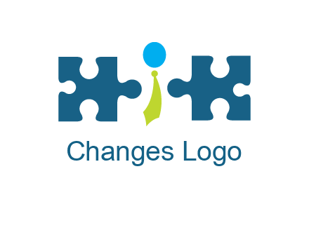 puzzle pieces with man wearing tie logo