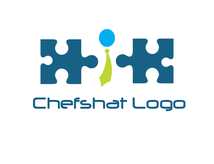 puzzle pieces with man wearing tie logo