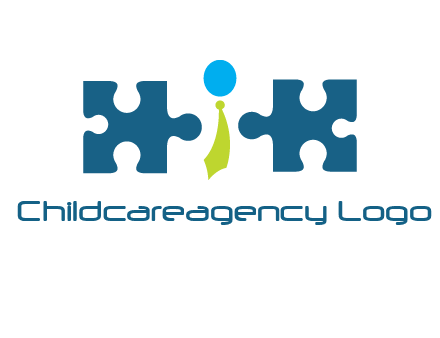 puzzle pieces with man wearing tie logo