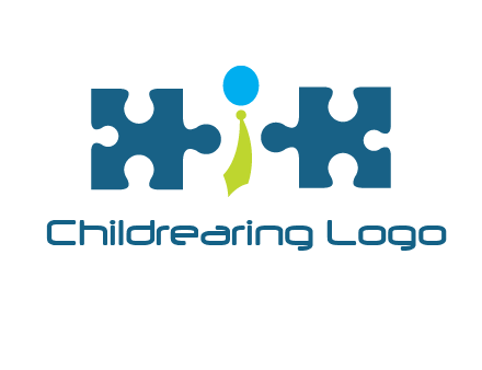 puzzle pieces with man wearing tie logo