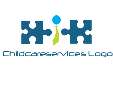 puzzle pieces with man wearing tie logo