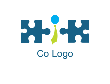 puzzle pieces with man wearing tie logo