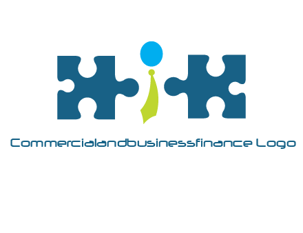 puzzle pieces with man wearing tie logo