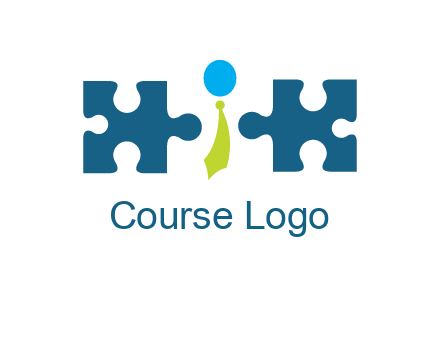 puzzle pieces with man wearing tie logo