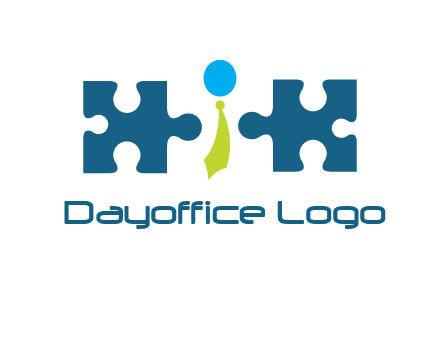 puzzle pieces with man wearing tie logo