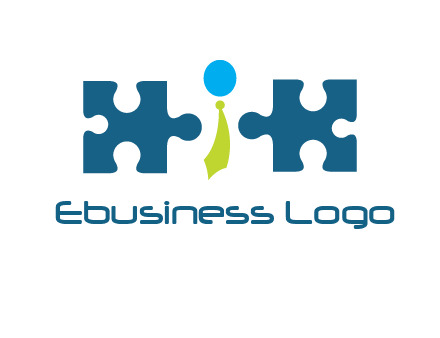 puzzle pieces with man wearing tie logo