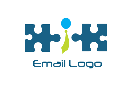 puzzle pieces with man wearing tie logo