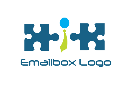 puzzle pieces with man wearing tie logo