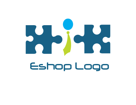 puzzle pieces with man wearing tie logo