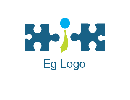 puzzle pieces with man wearing tie logo