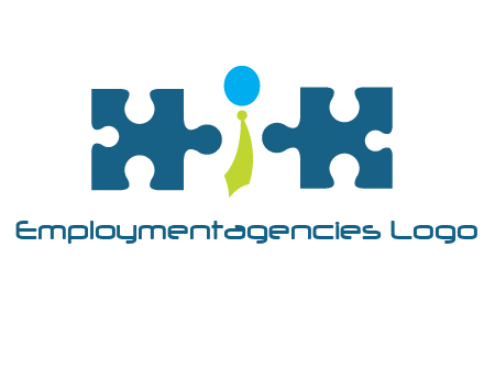 puzzle pieces with man wearing tie logo