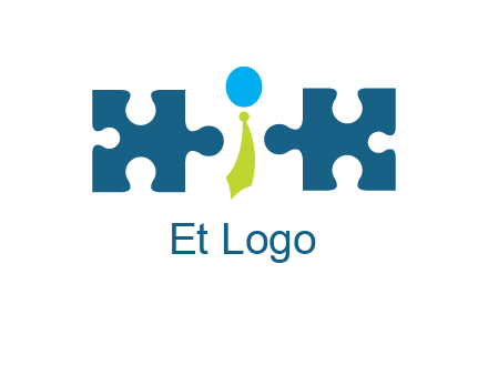 puzzle pieces with man wearing tie logo