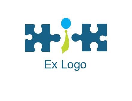puzzle pieces with man wearing tie logo