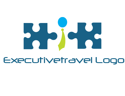 puzzle pieces with man wearing tie logo
