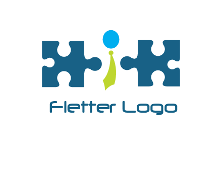puzzle pieces with man wearing tie logo