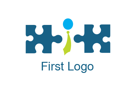 puzzle pieces with man wearing tie logo