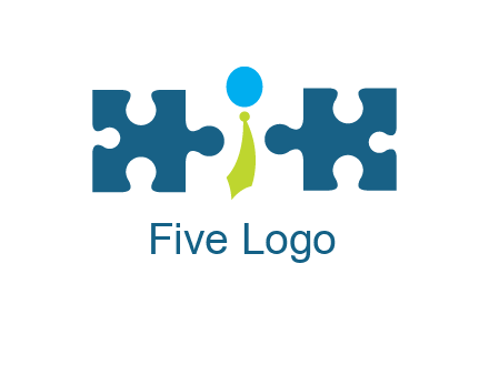 puzzle pieces with man wearing tie logo