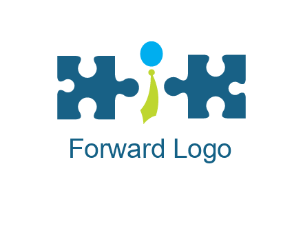 puzzle pieces with man wearing tie logo