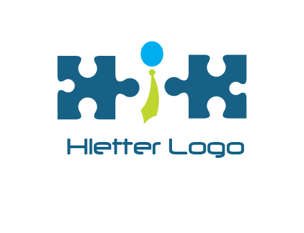 puzzle pieces with man wearing tie logo