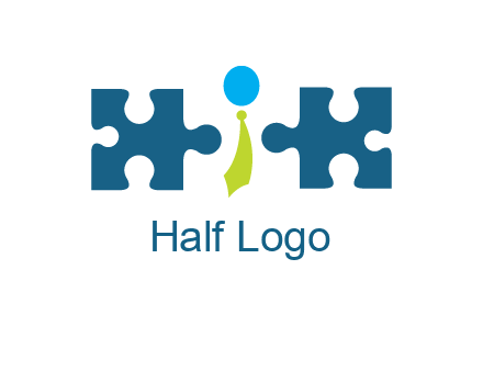 puzzle pieces with man wearing tie logo