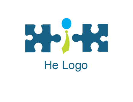 puzzle pieces with man wearing tie logo