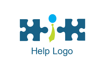 puzzle pieces with man wearing tie logo