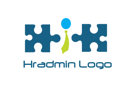 puzzle pieces with man wearing tie logo